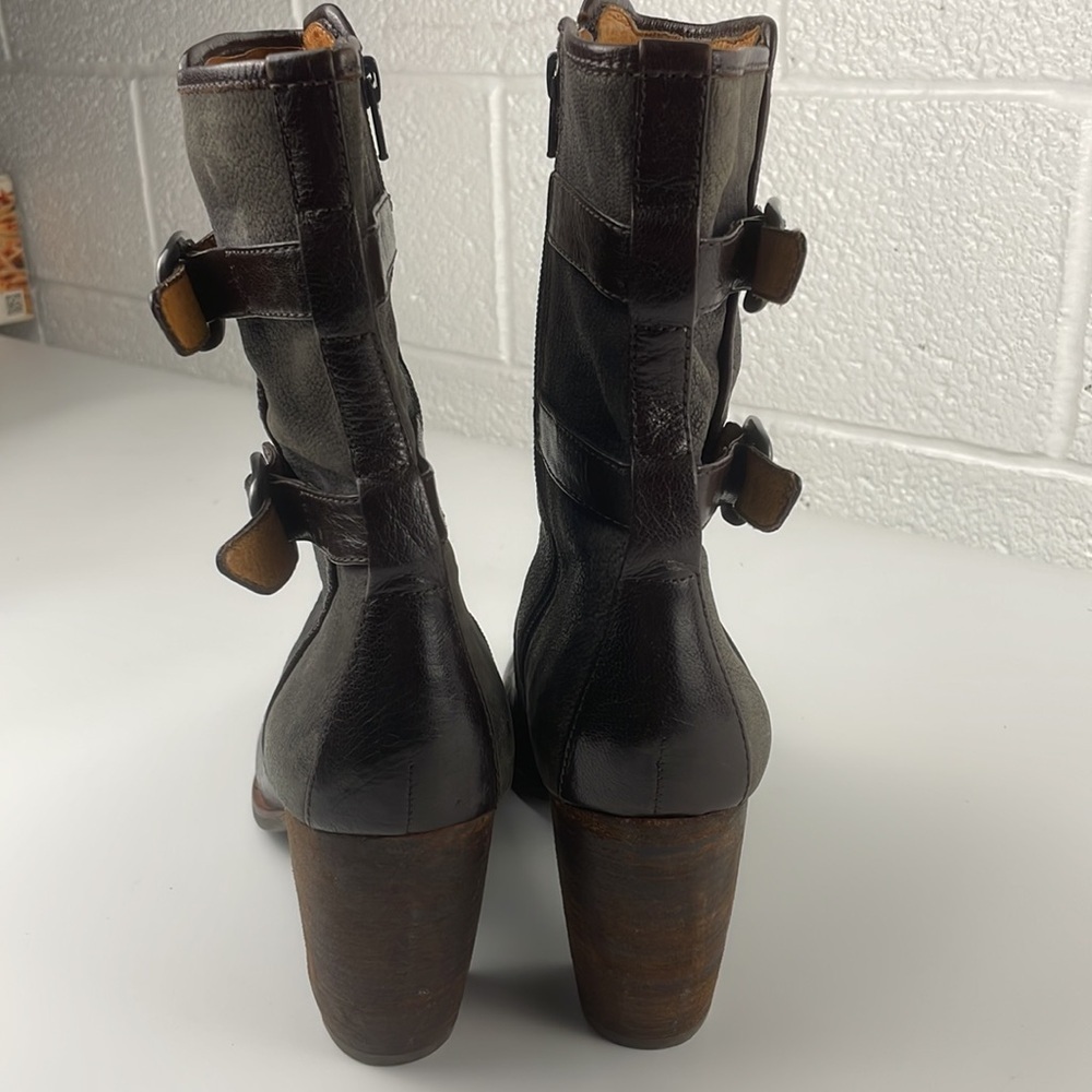 Naya | 3.5” heel Lightning Blue Grey Leather Bootie Edgy Punk Goth Romantic 10.5 - Picture 5 of 14